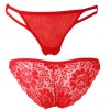 Underwear female lace fabric sexy real temptation transparent briefs thin section hollow US peach hip underwear (red)