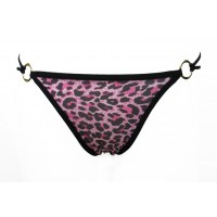 Leopard Lady hollow underwear double thin belt thong metal buckle temptation Ms. sexy T-back (rose)